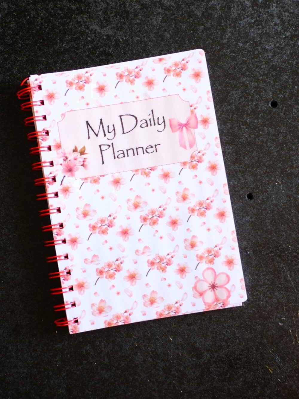 Handmade Beautiful Daily Planner Bound Notebook, notes, gift, cherry blossom
